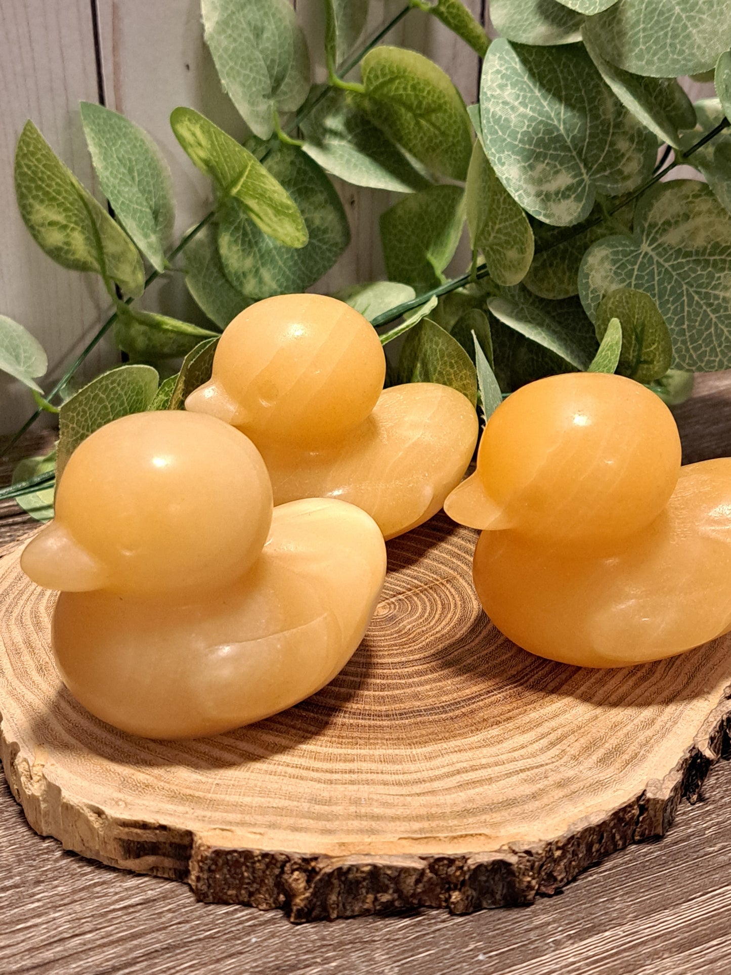 Ducks, Orange Calcite Crystal Carvings - Large