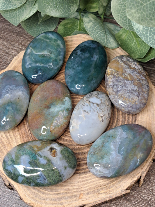 Moss Agate Palm Stones