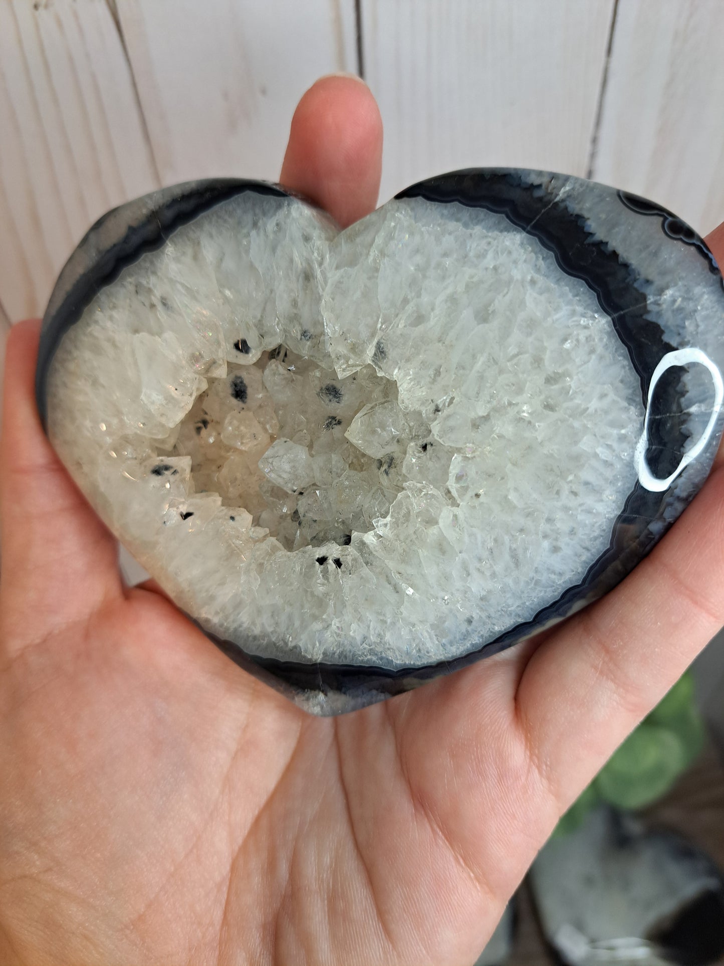 Black Agate Druzy Heart