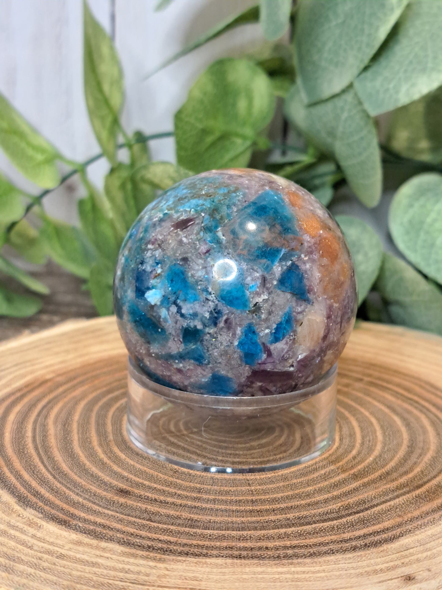 Multi Stone Spheres - Unique (Sun Stone, Lepidolite and Blue Apatite in one)