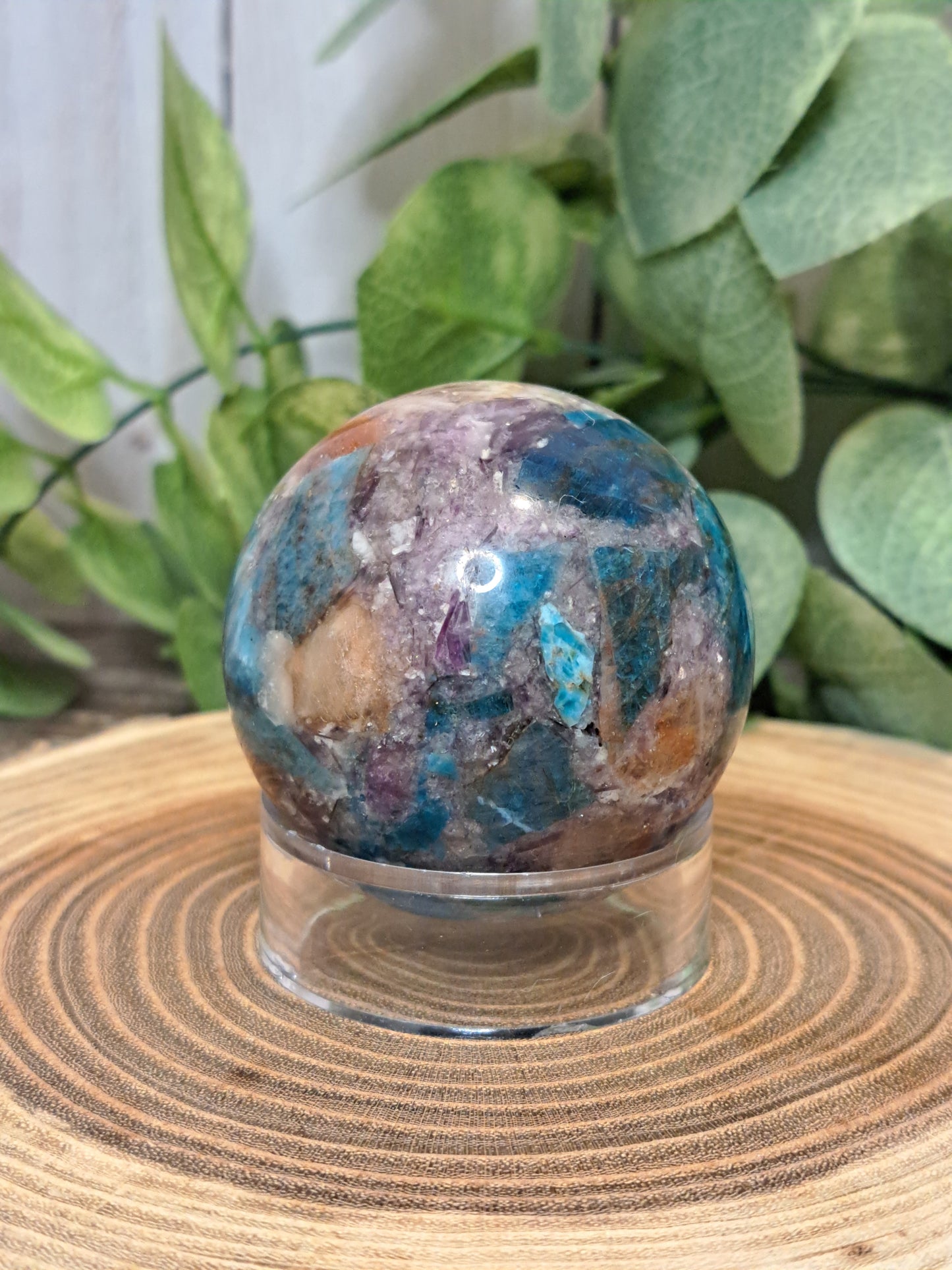 Multi Stone Spheres - Unique (Sun Stone, Lepidolite and Blue Apatite in one)
