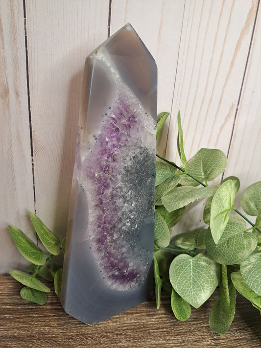 Amethyst and Agate Druzy Tower (Thinner recommend a stand to help support)