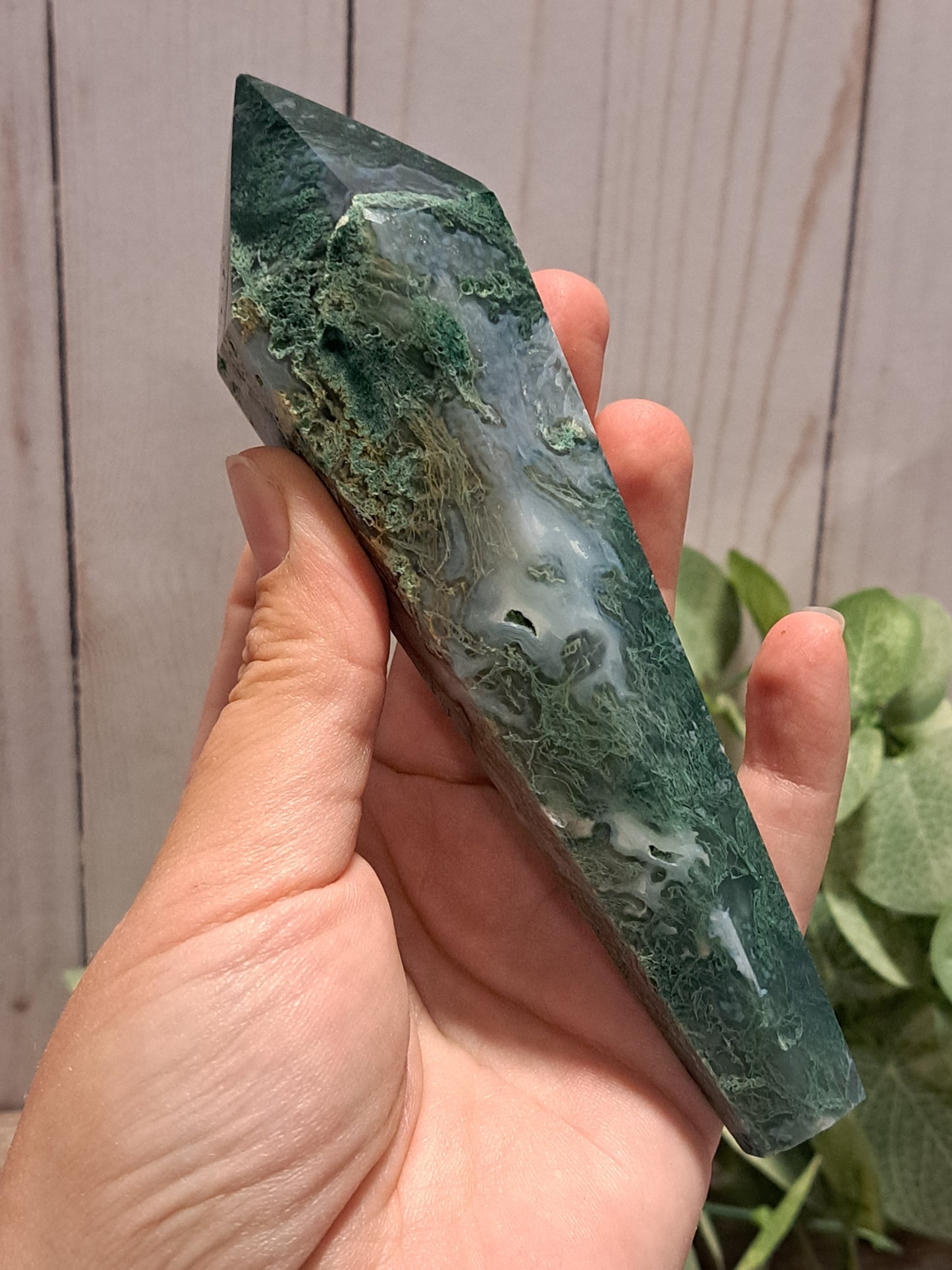 Moss Agate Wand