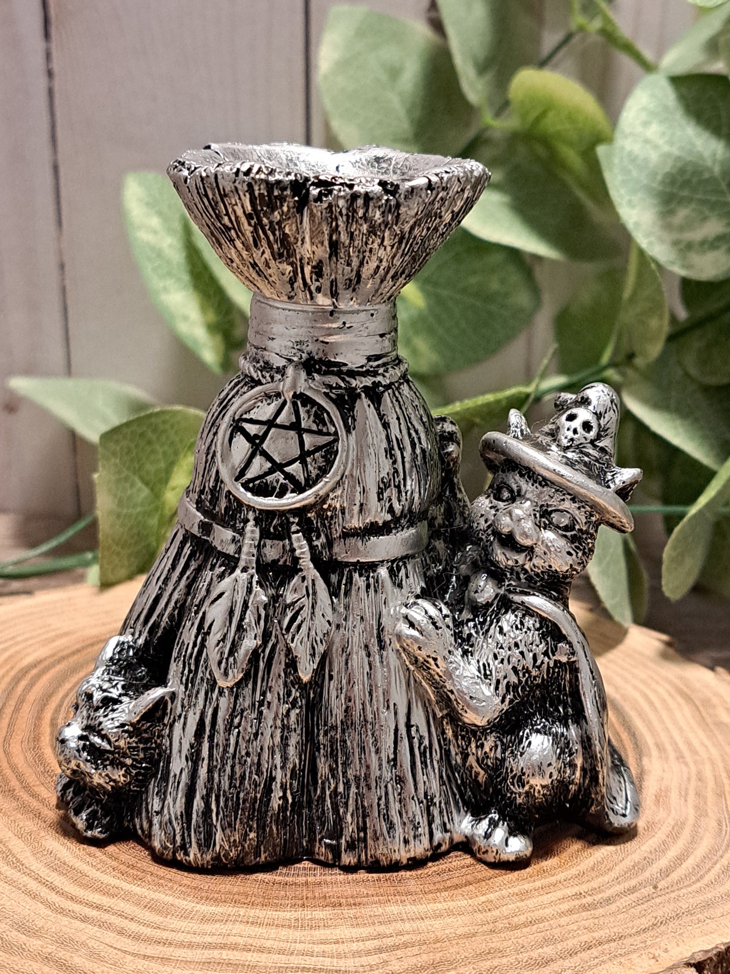 Cat with Broom Sphere Stand