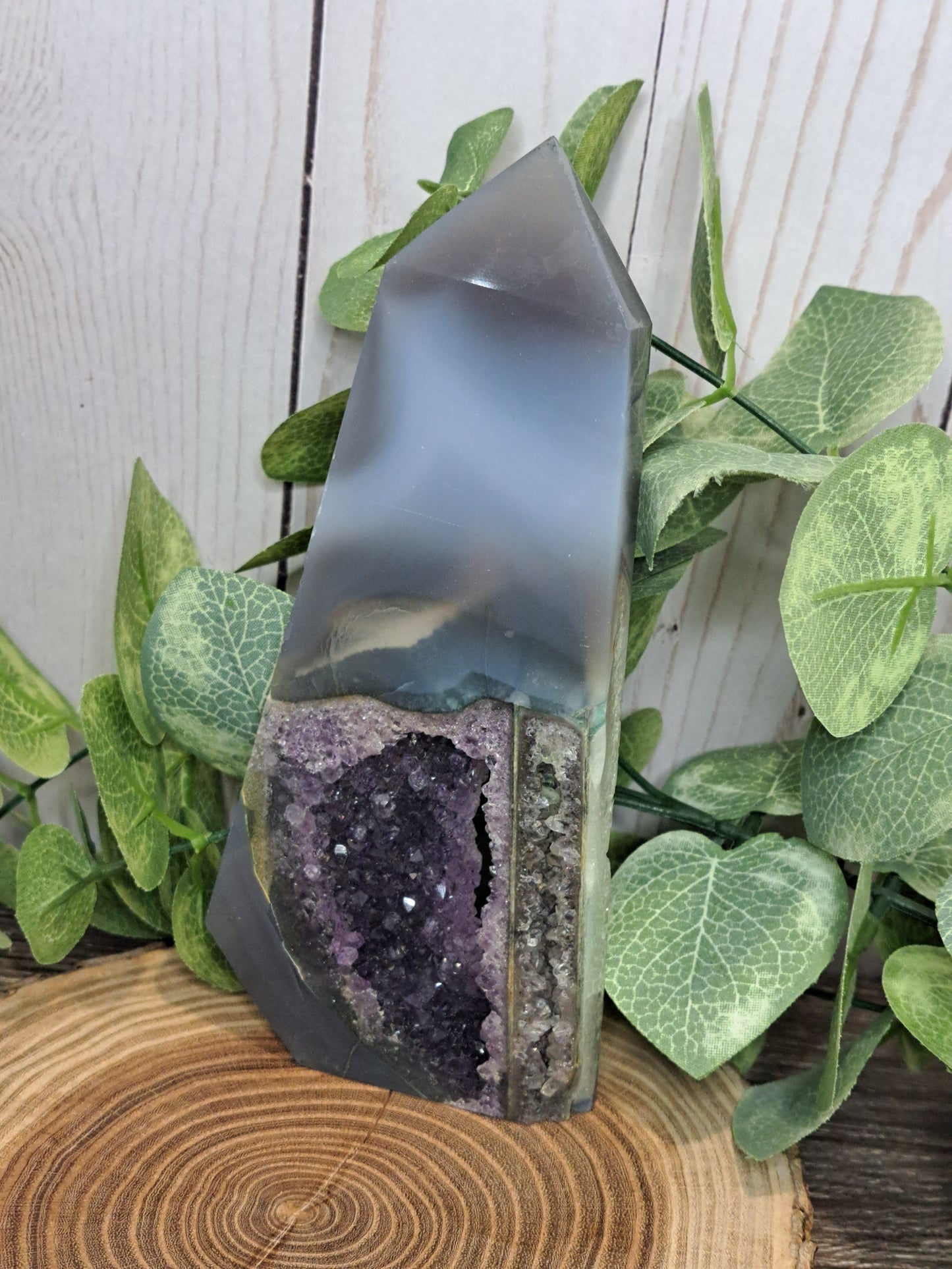 Amethyst and Agate Druzy Tower (Thinner recommend a stand to help support)
