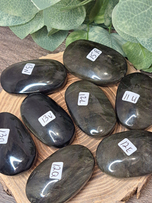 Gold Sheen Obsidian Palm Stones