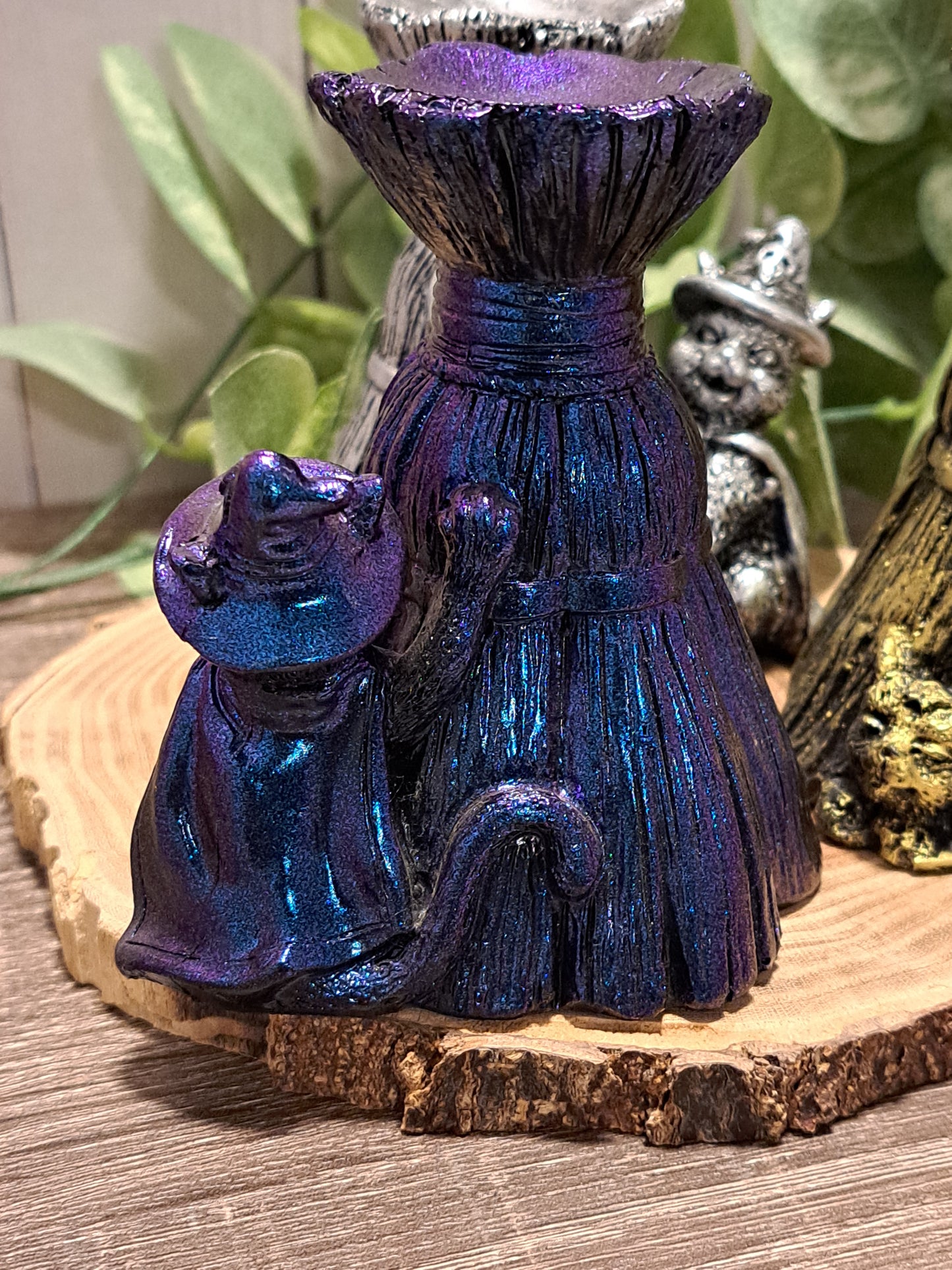 Cat with Broom Sphere Stand