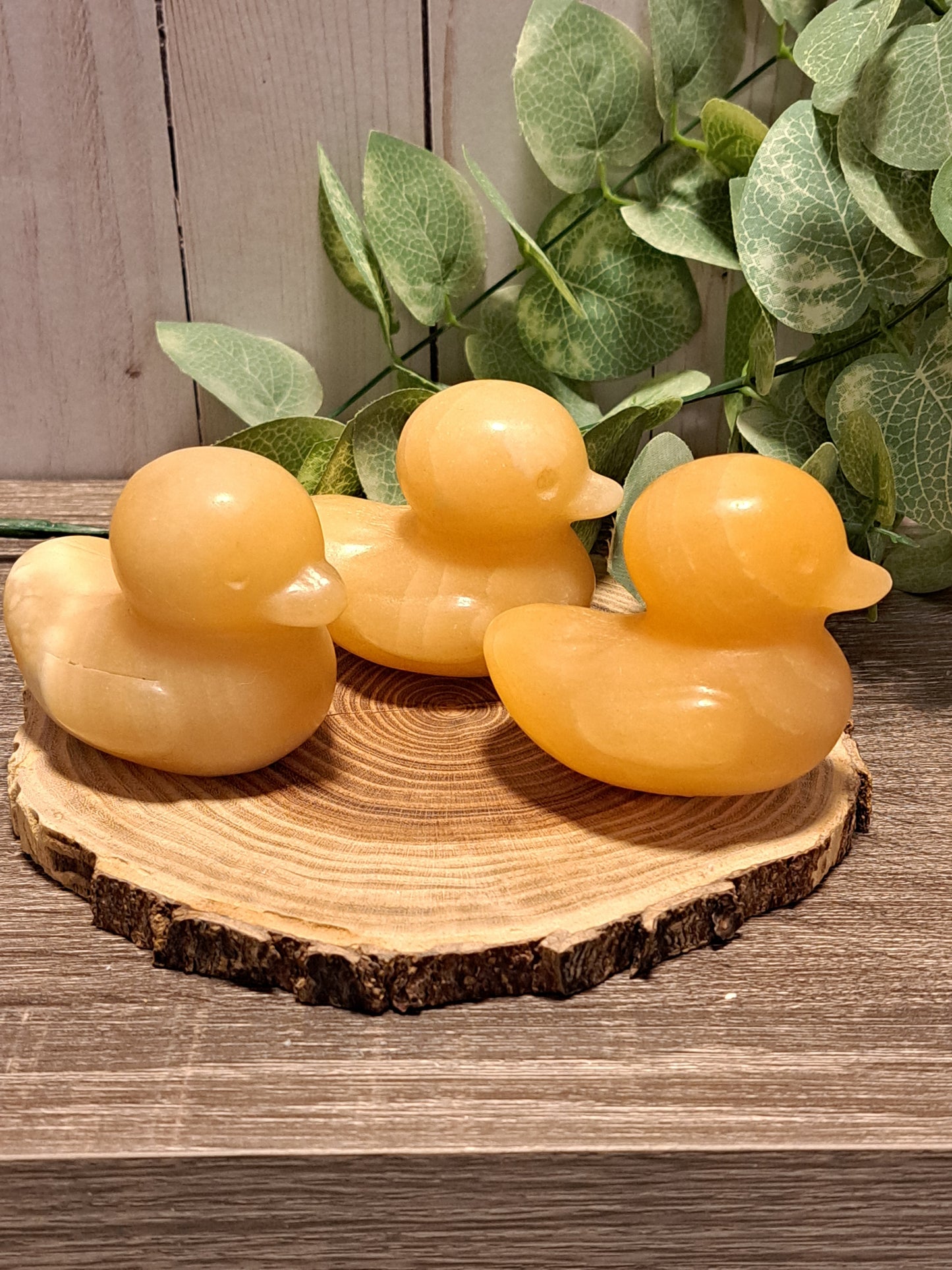 Ducks, Orange Calcite Crystal Carvings - Large