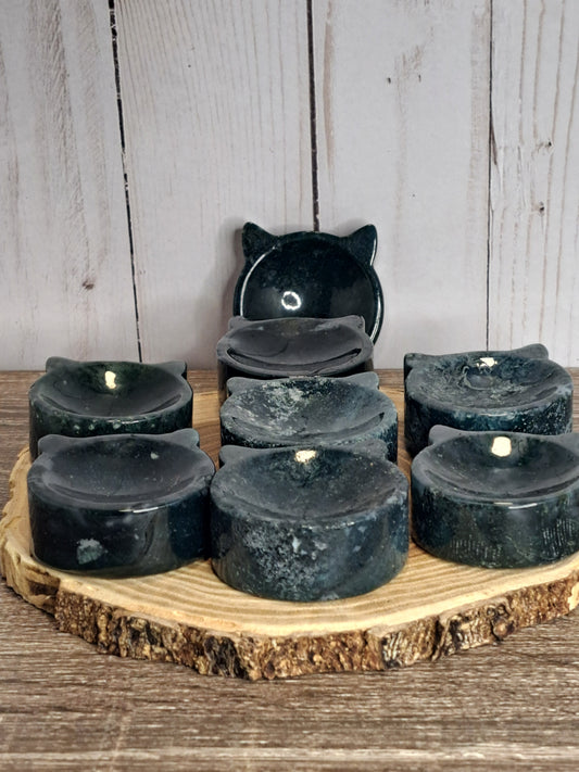 Cat Head Bowls - Moss Agate