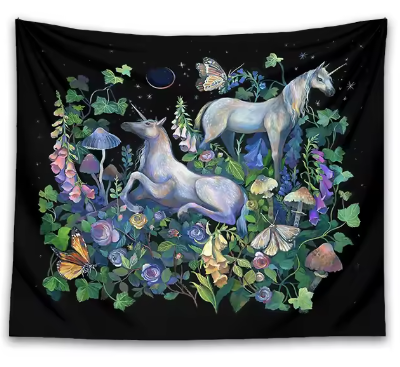 Unicorn Magical Garden Tapestry