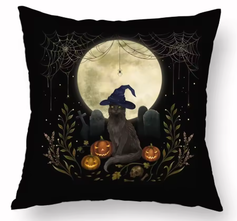 Witchy Cat Halloween - Pillow Case Cover