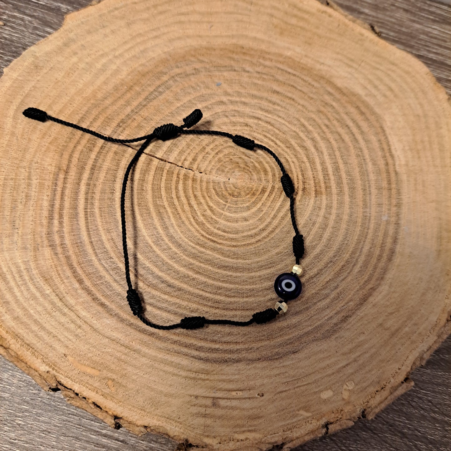 Nazar Charm, Evil Eye Protection Bracelet 7 Knot - Black Cord