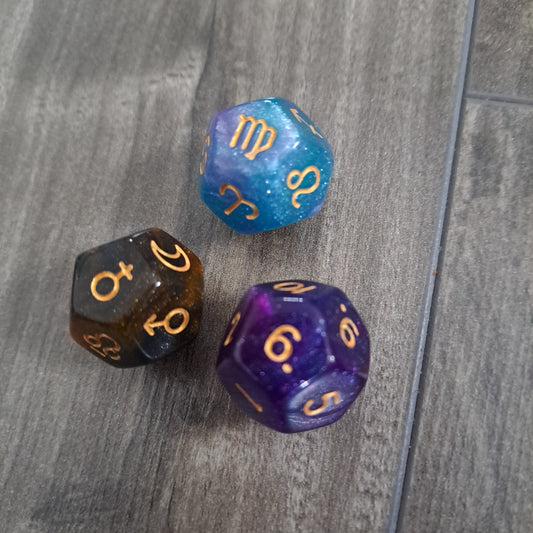 Astrological Dice 12-Sided Polyhedral Dice Astrology Tarot Card Constellation Divination Zodiac Dice Set