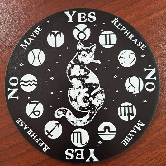 Pendulum Board - Cat Zodiac Symbols Black