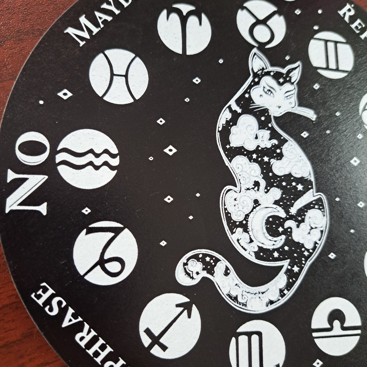 Pendulum Board - Cat Zodiac Symbols Black