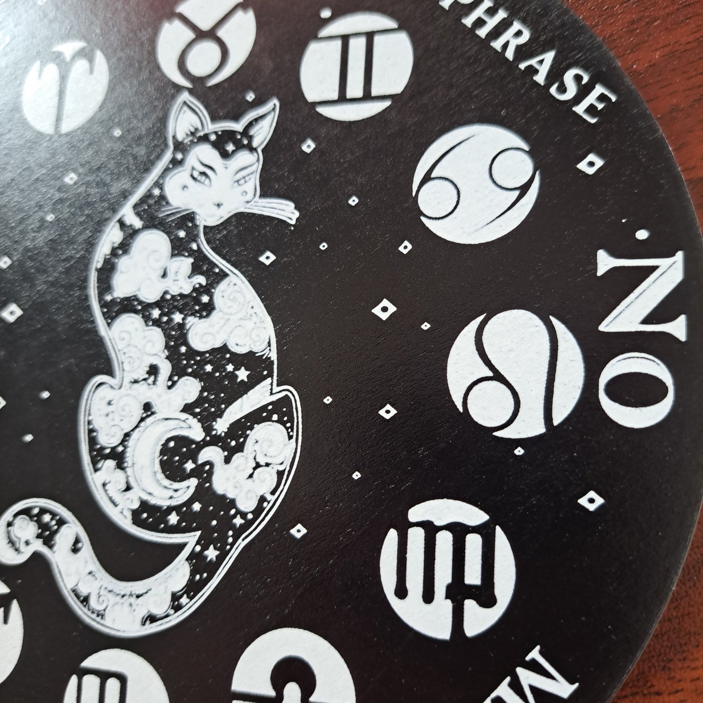 Pendulum Board - Cat Zodiac Symbols Black