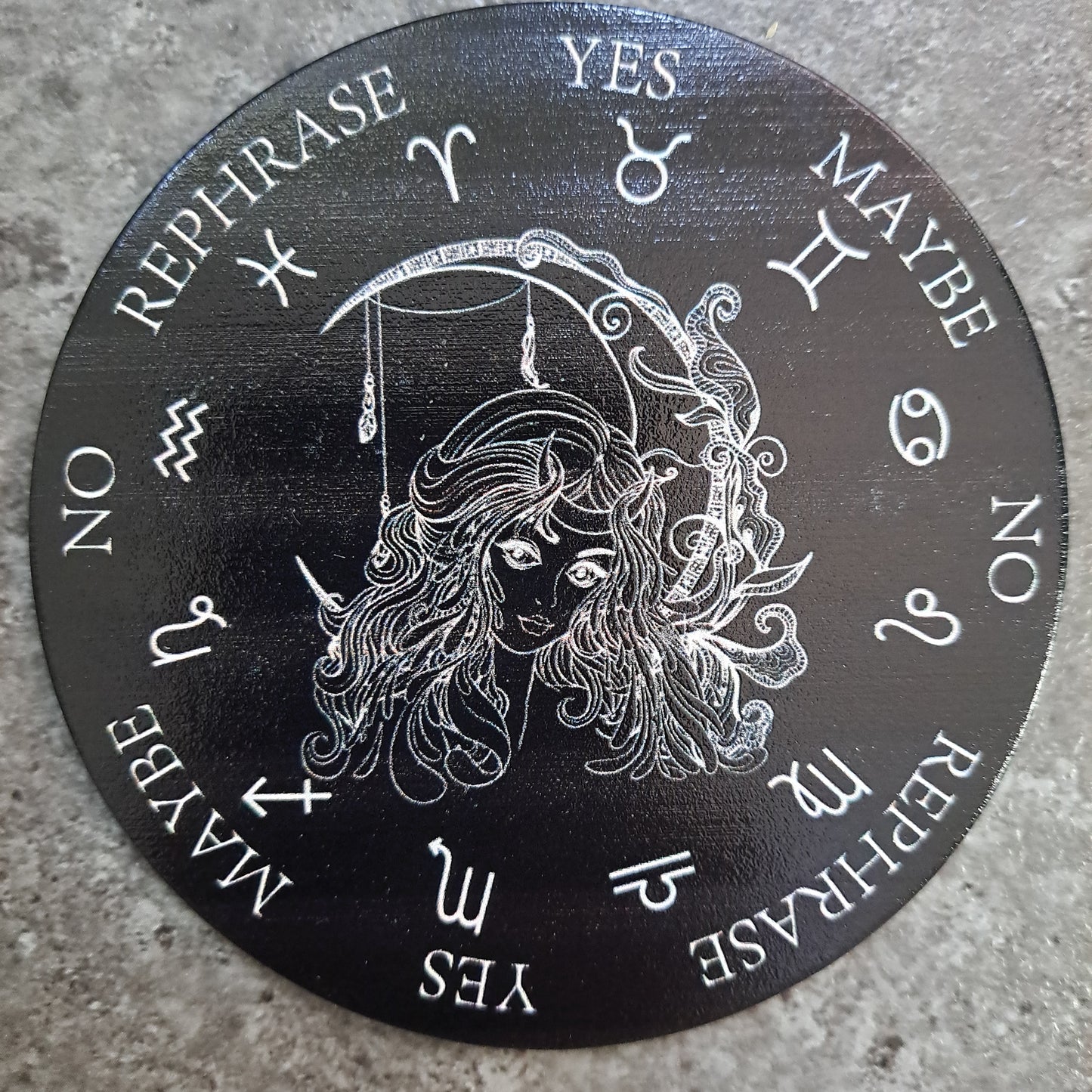 Pendulum Board, Double Sided - Goddess With Moon, Zodiack
