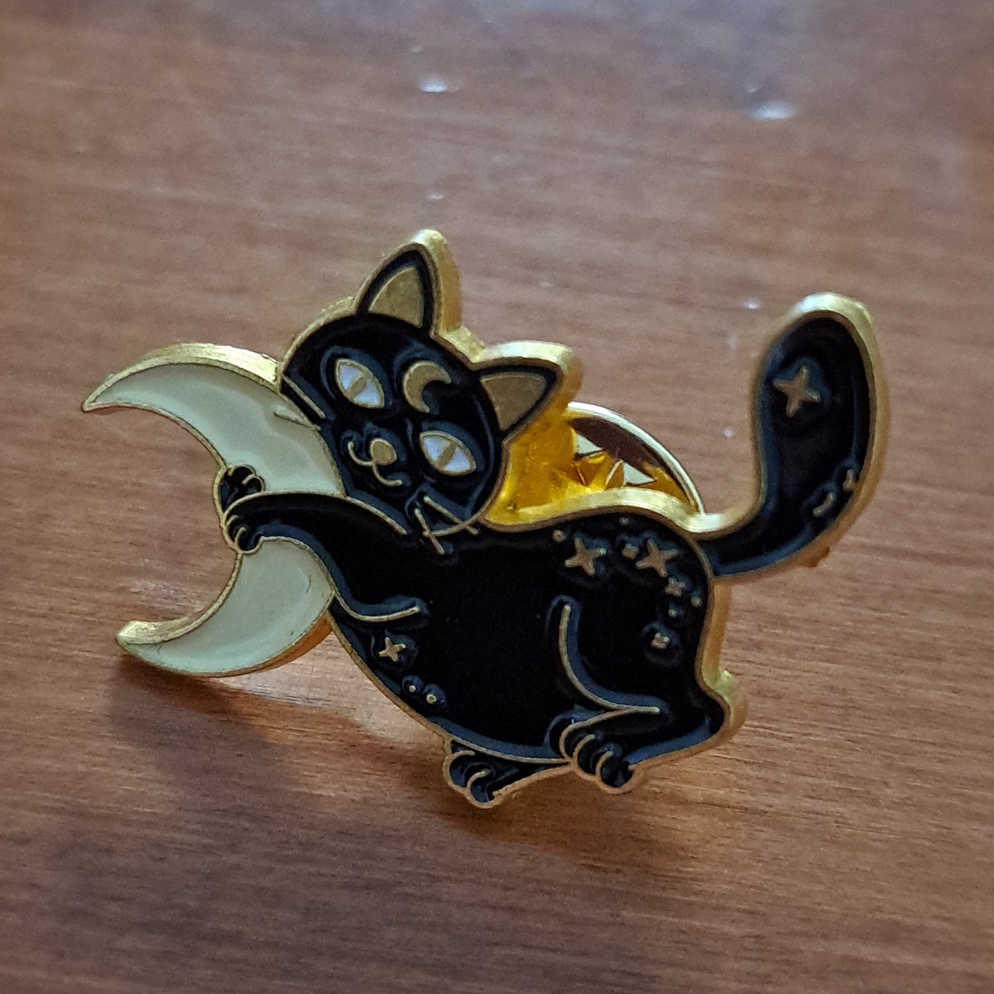 Cat Hugging Moon Pin