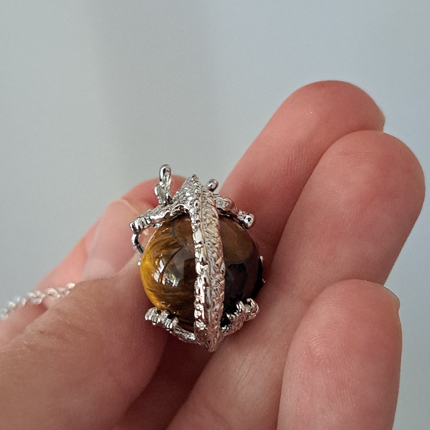 Dragon Wrapped Tigers Eye Round Necklace