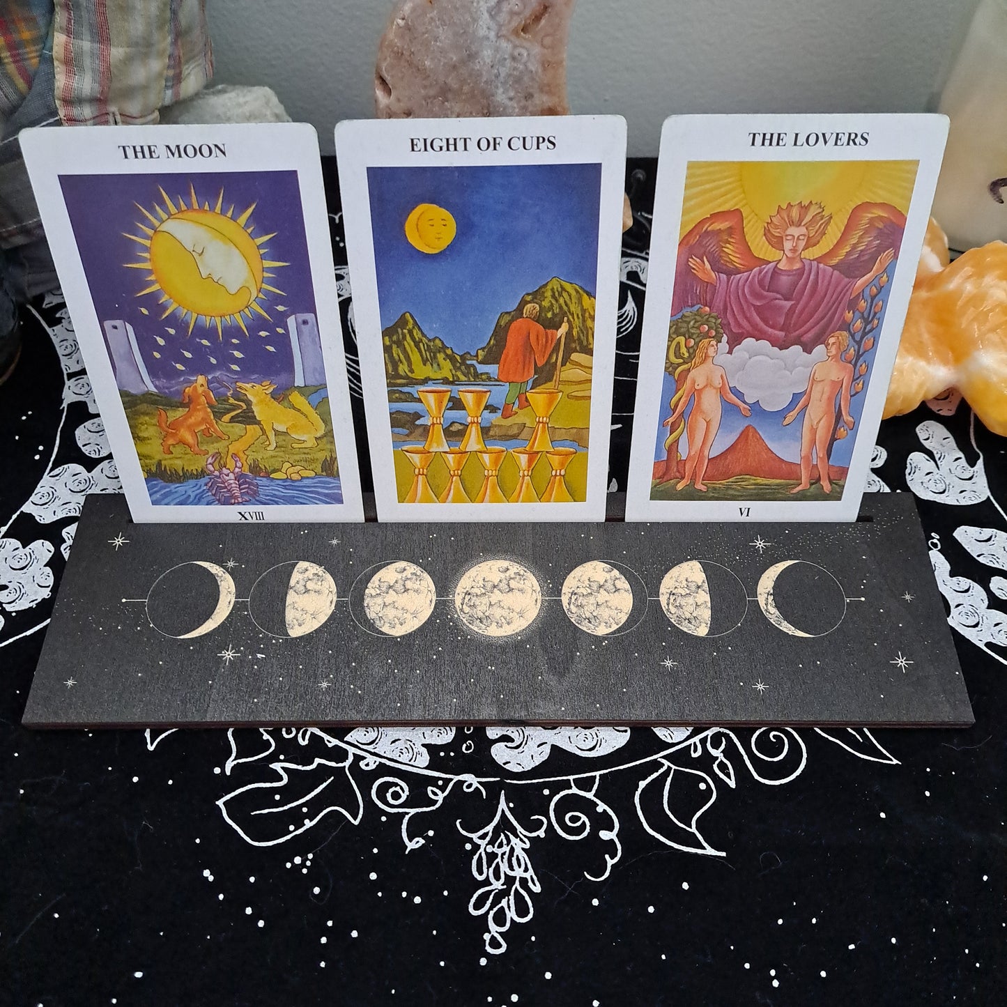 Card Stand, Card Holder, Card Board - Wooden Rectangle Moon Phases