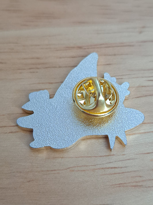 Witch Hat Moon Pin - black small with flowers