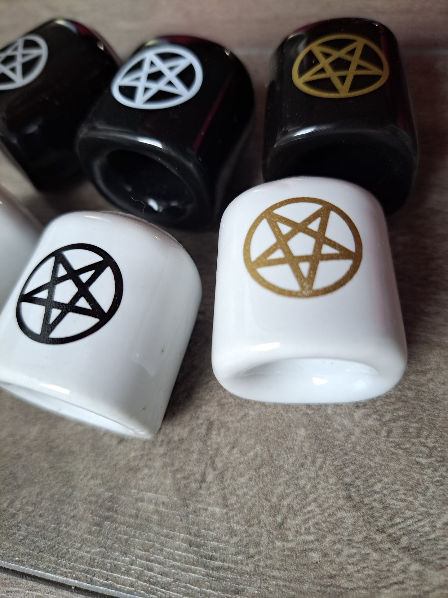Ceramic Chime Candle Holder - White with Black Design