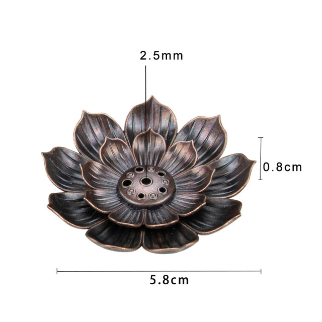Lotus Incense Burner & Ash Catcher (small) - Alloy Black/Copper