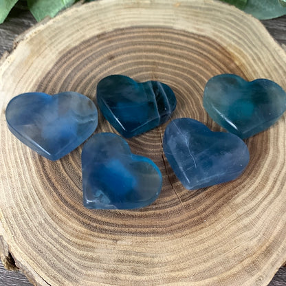 Blue Fluorite Carved Hearts