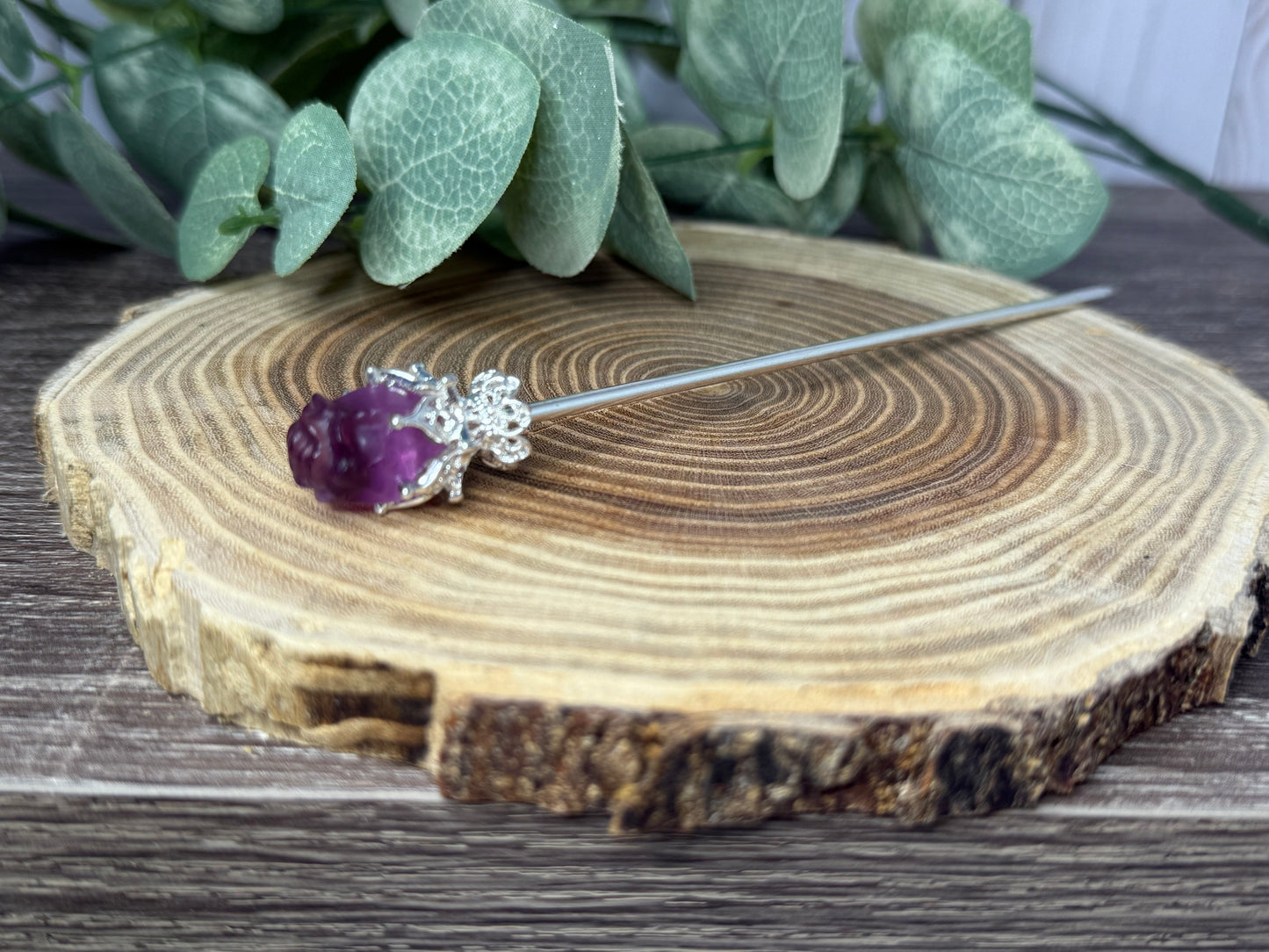 Fluorite Rose Hair Pins
