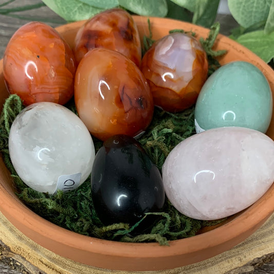 Eggs - Carnelian, Clear Quartz, Rose Quartz, Green Aventurine, Obsidian