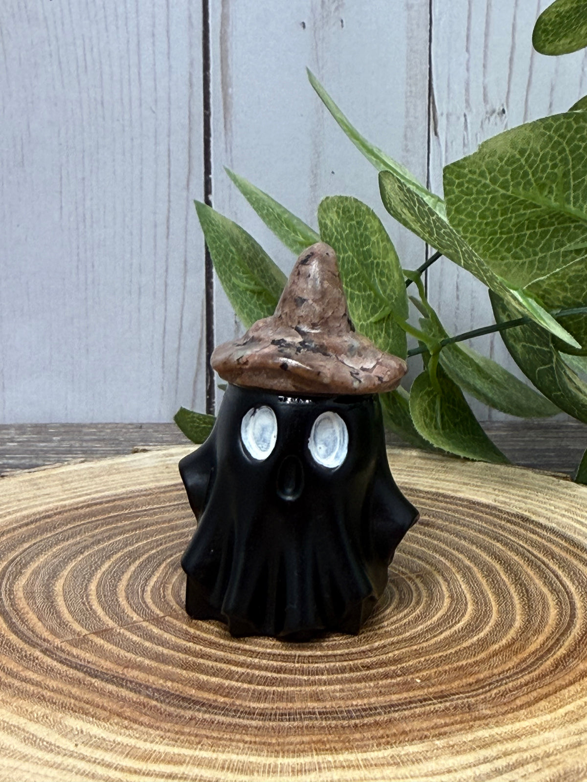 Obsidian Ghost Carving with Different Crystal Hats