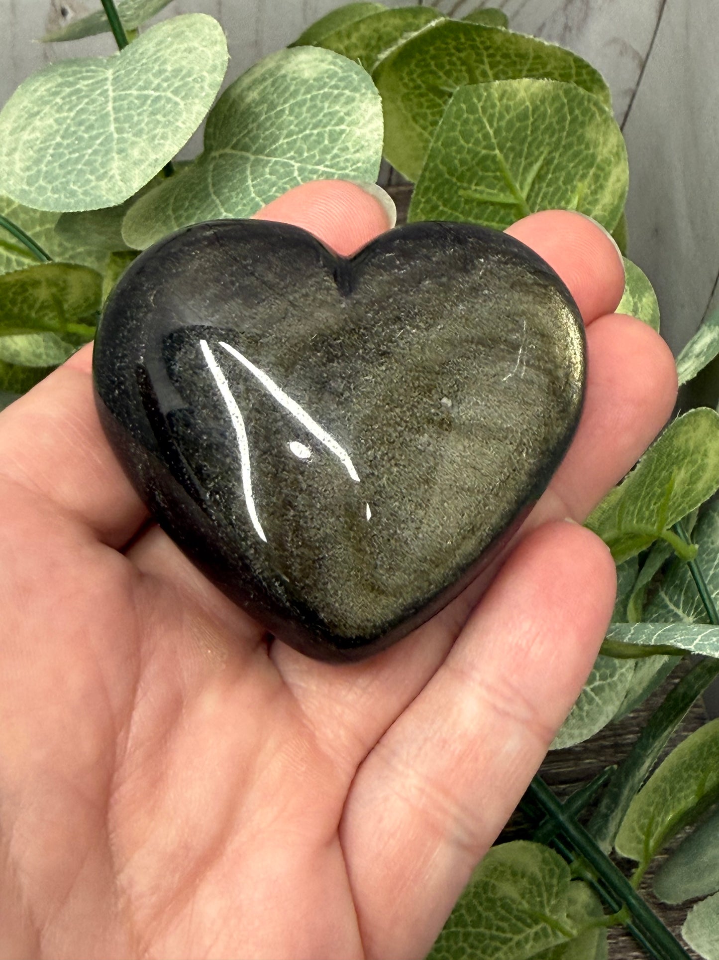 Gold Sheen Obsidian Carved Hearts