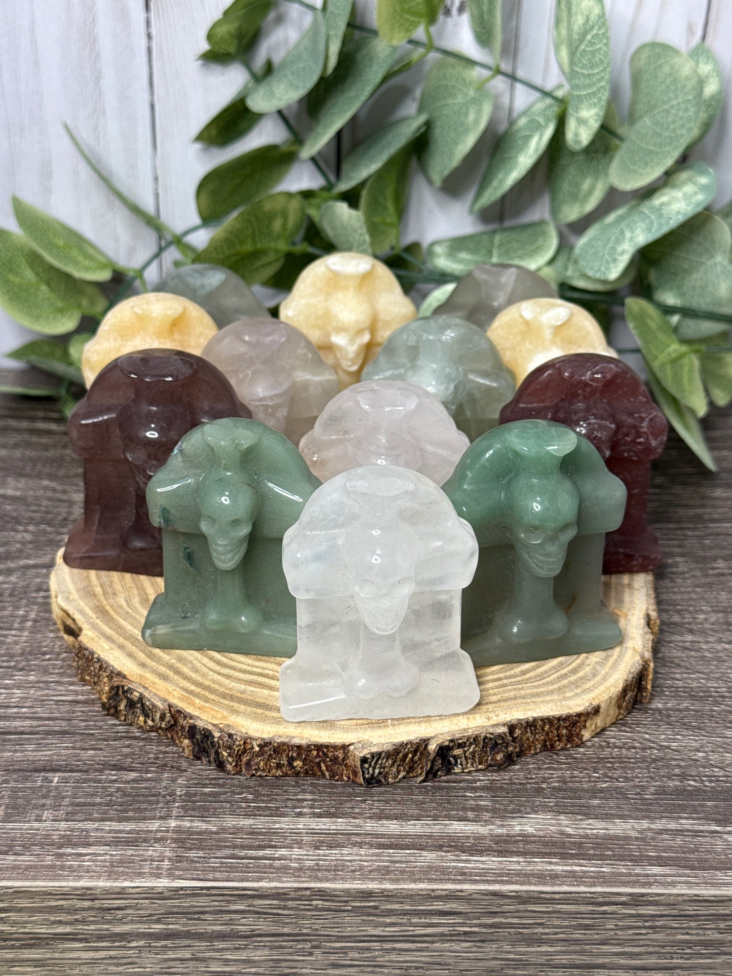Tombstone/Headstone with Skull Crystal Carving