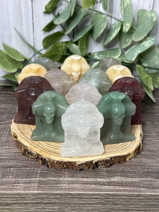 Tombstone/Headstone with Skull Crystal Carving