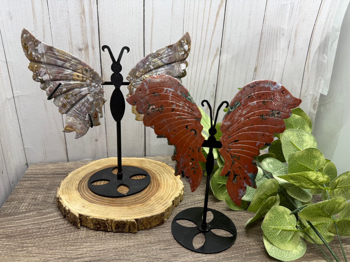 Large Butterfly Wings on Stand - Ocean Jasper