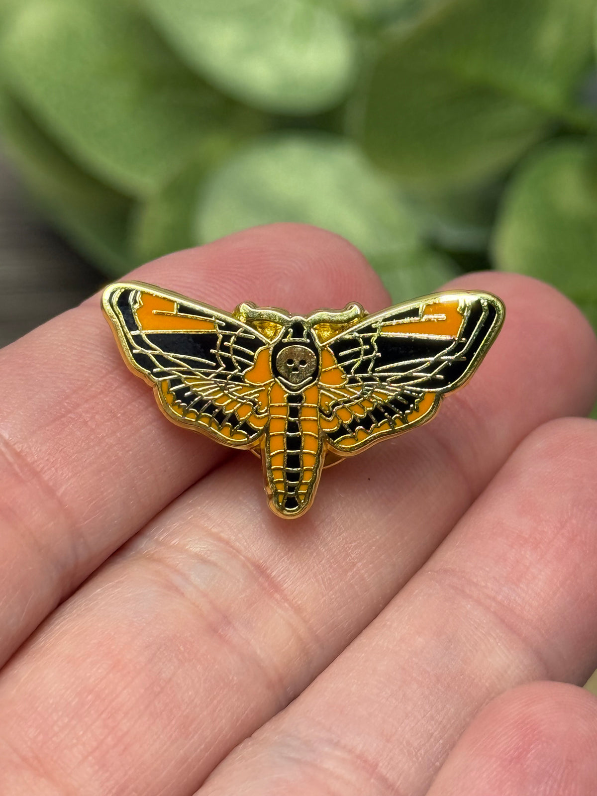 Deadhead Moth Pin - Black, Orange and Gold