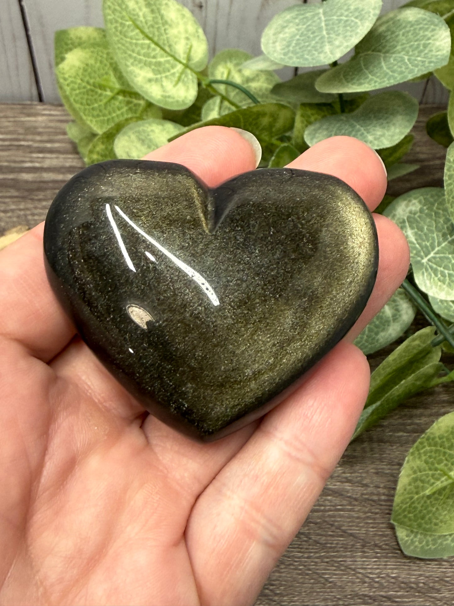 Gold Sheen Obsidian Carved Hearts
