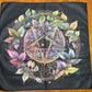 Altar Cloth - Black - Pentacle, colourful leaves surrounding