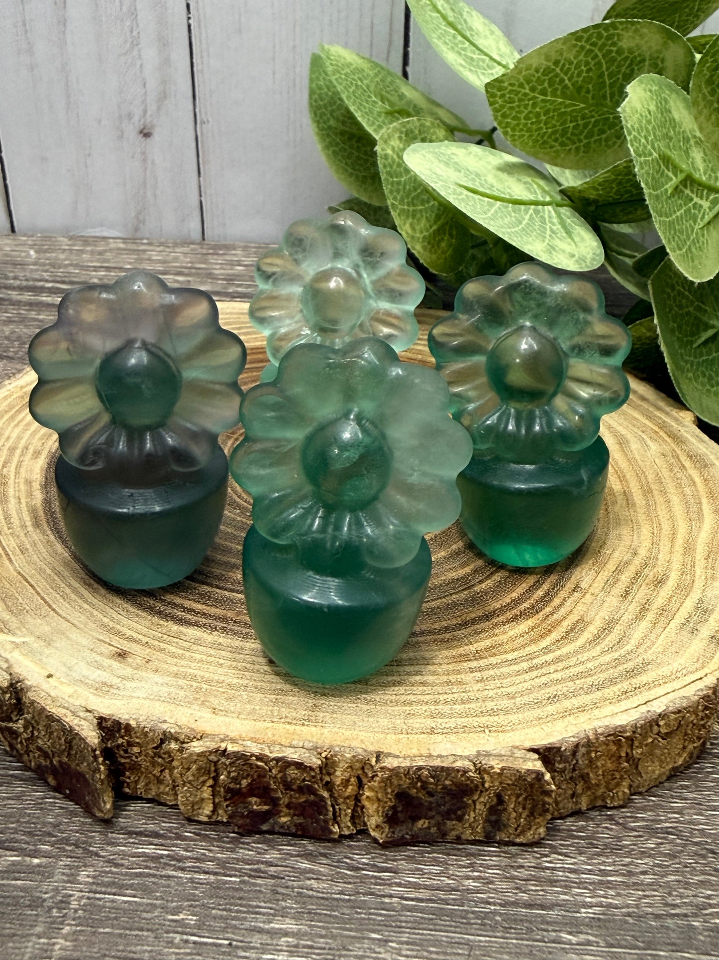 Fluorite Flowers In A Pot Carving