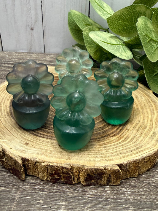 Fluorite Flowers In A Pot Carving