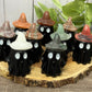 Obsidian Ghost Carving with Different Crystal Hats