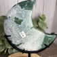 Moss Agate Moon on Stand