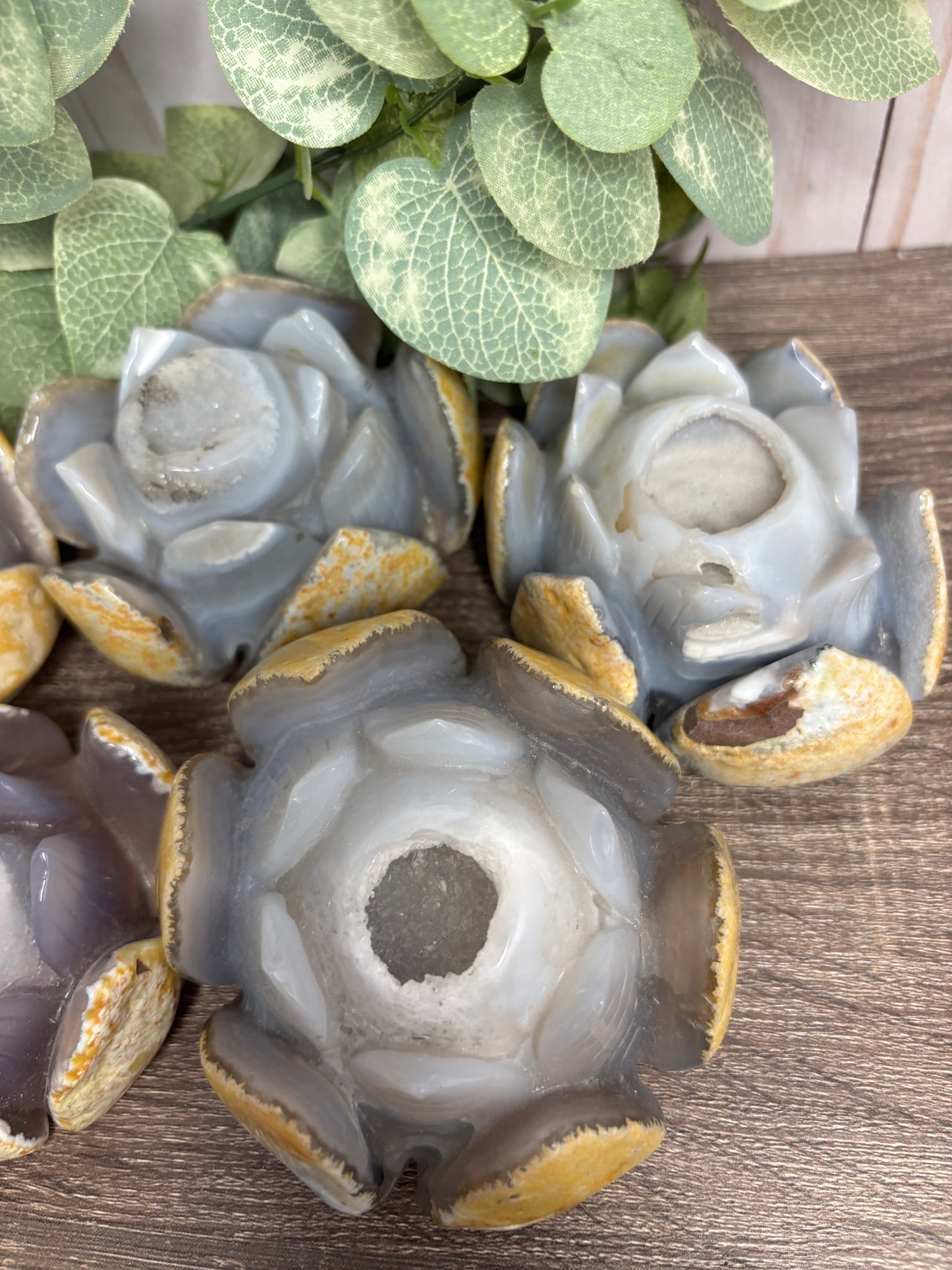 Druzy Agate Lotus Flowers