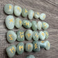 Green Aventurine Rune Stones Set Crystal with Elder Futhark Letterings - Set 2