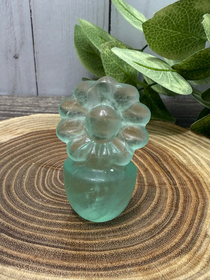 Fluorite Flowers In A Pot Carving