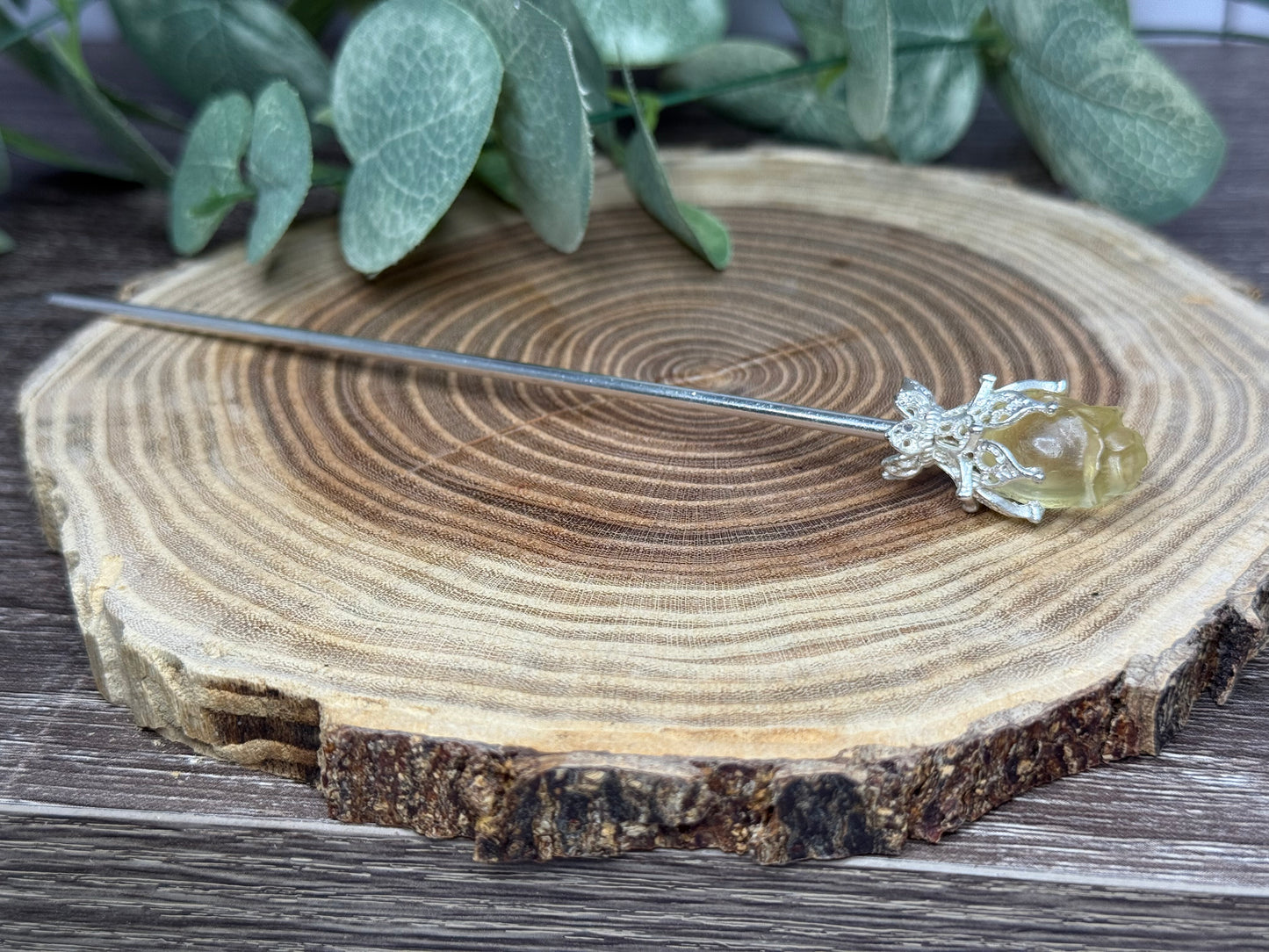 Fluorite Rose Hair Pins