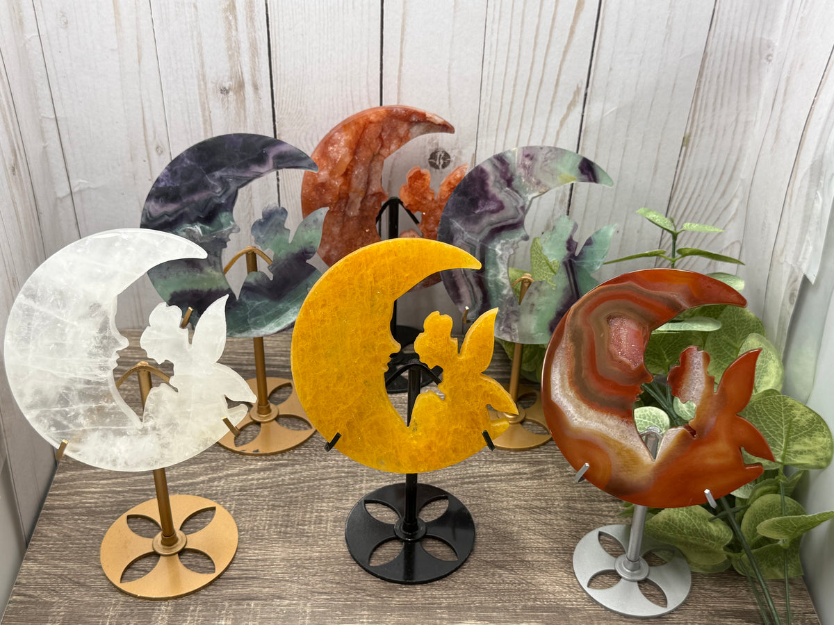 Fairy and Moon Carving on Stand