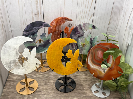 Fairy and Moon Carving on Stand