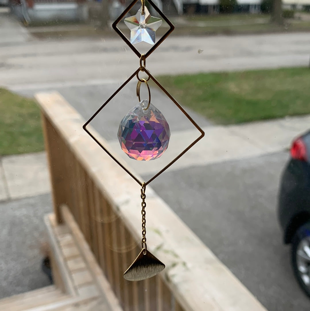 Gold Sun Catcher - Squares with Stars