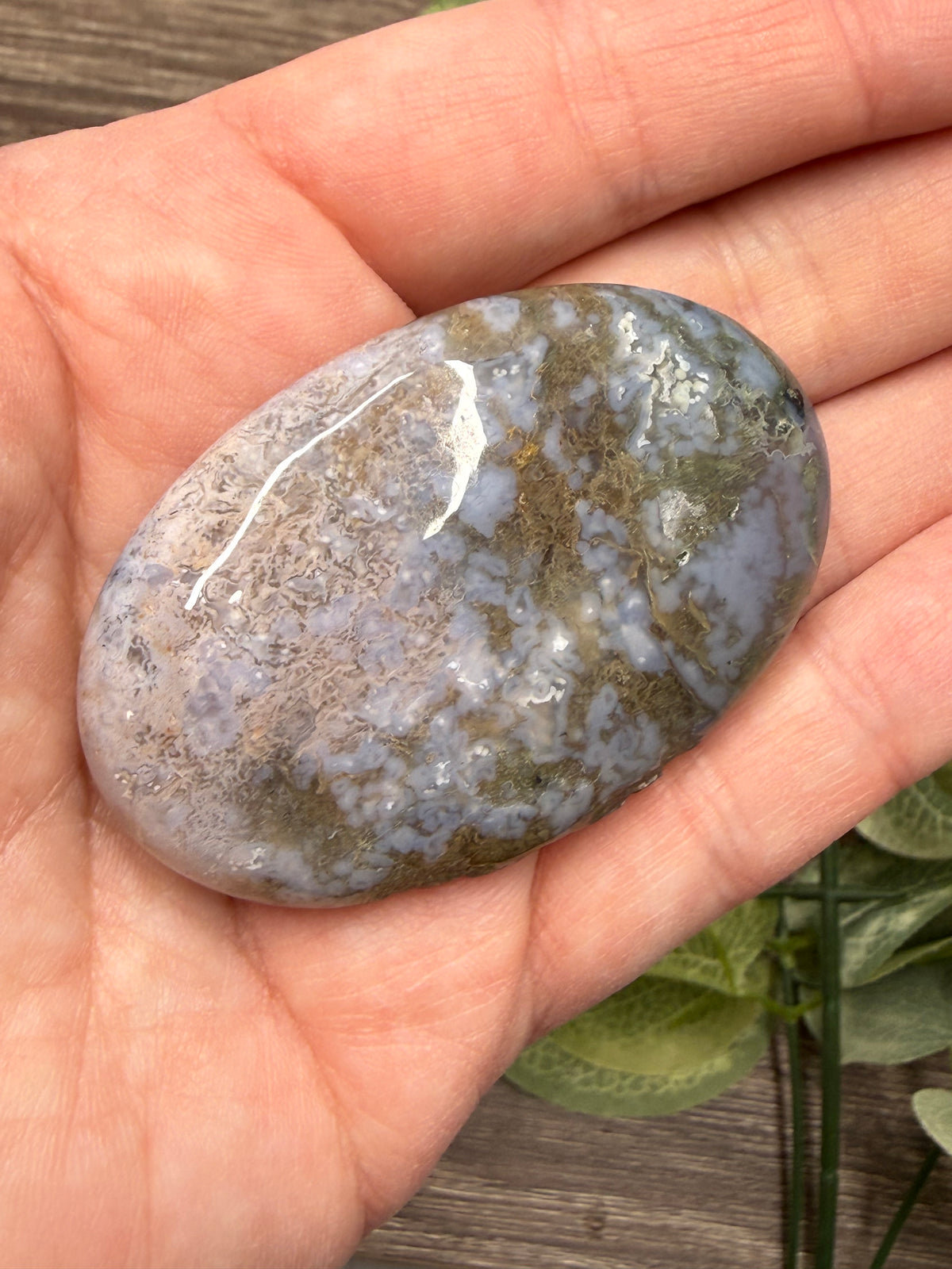 Moss Agate Palm Stones
